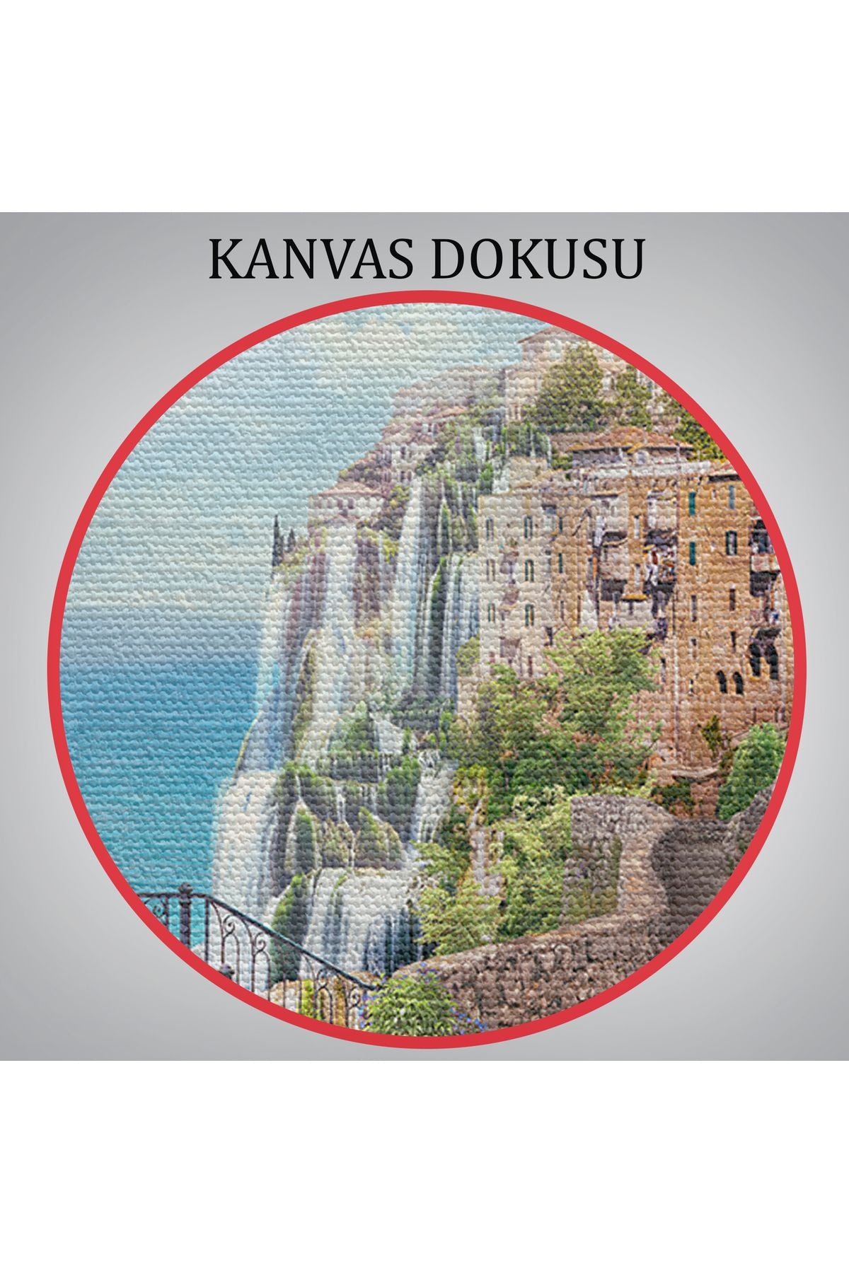 Eski İtalyan Evleri Yağlıboya Görünüm Dekoratif Kanvas Duvar Tablosu-3657