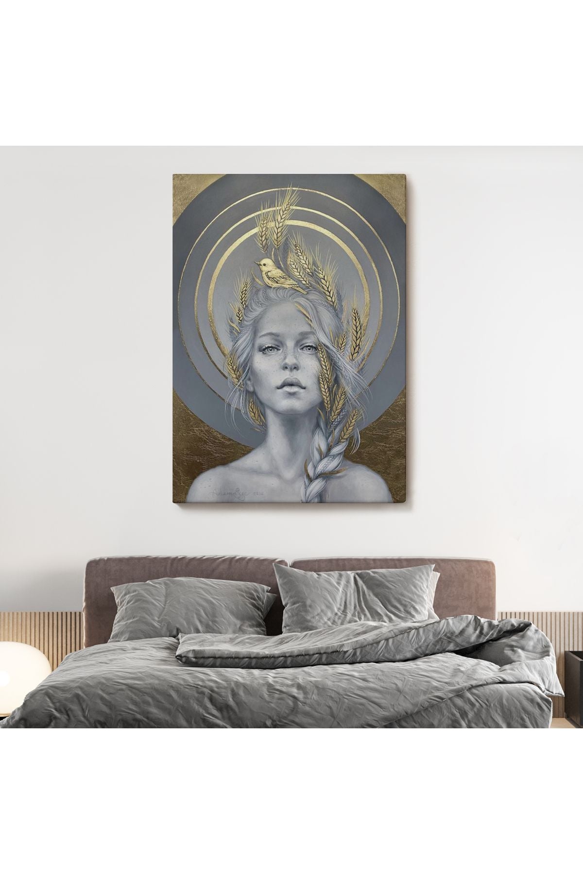 SZ KVS1-Dekoratif Duvar Tablosu-Güzel Kadın ve Altın Detayları Kanvas Tablo 6044