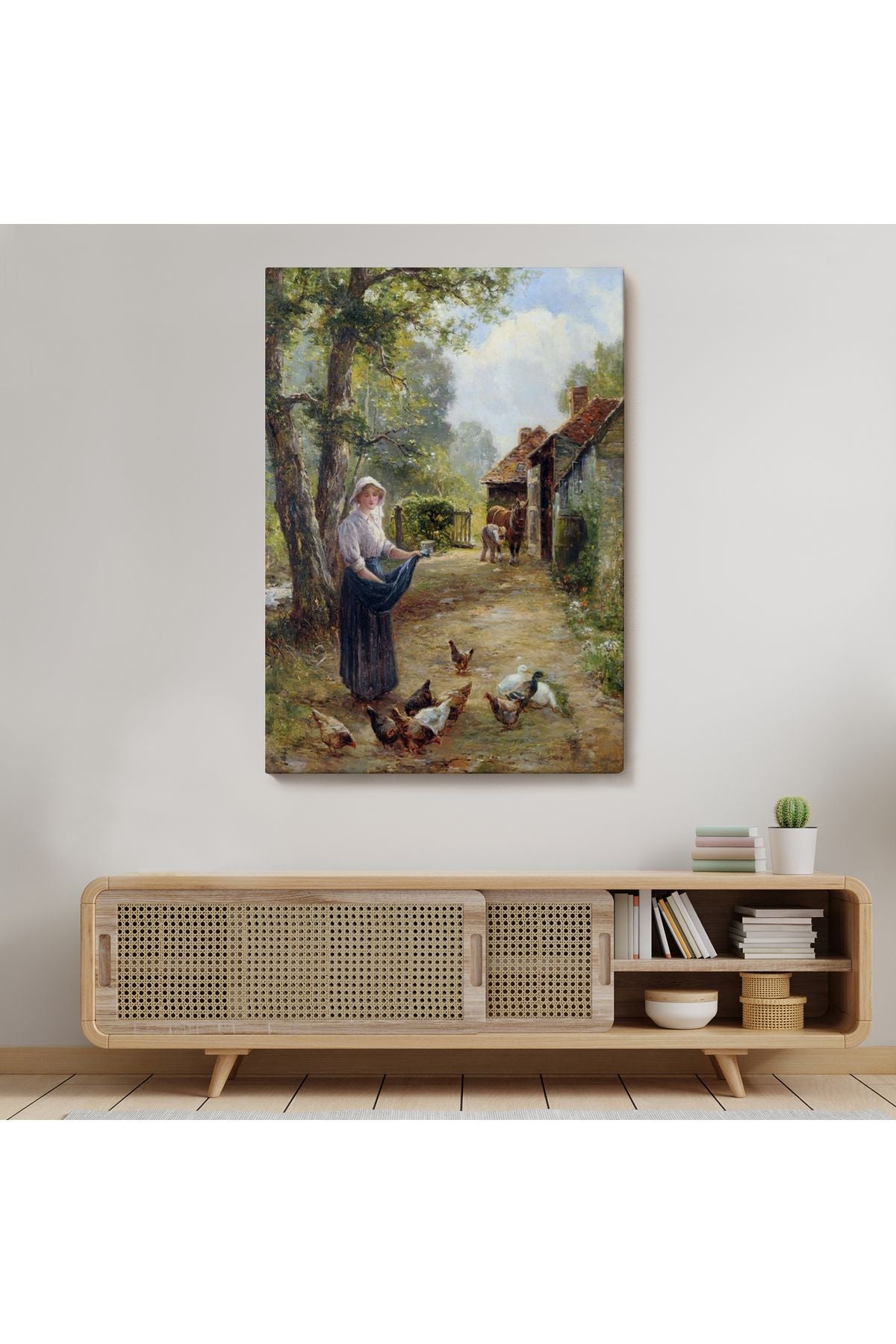 Rus Köylüsü Kadın ve Tavukları Duvar Tablosu-6055