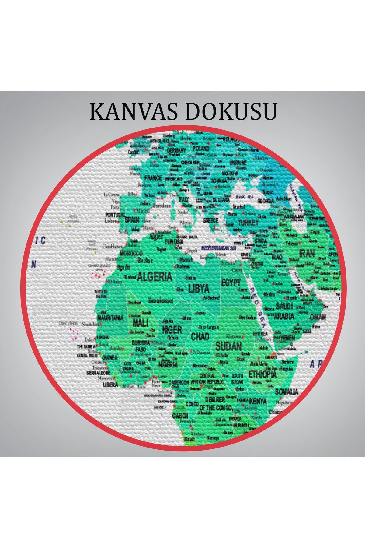 Dünya Haritası Dekoratif Kanvas Tablo Son Derece Detaylı ve Eğitici 1602