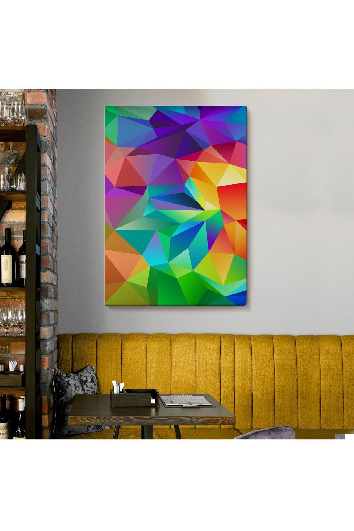Renkli Geometrik Şekiller Çok Renkli Soyut Kanvas Tablo-5250