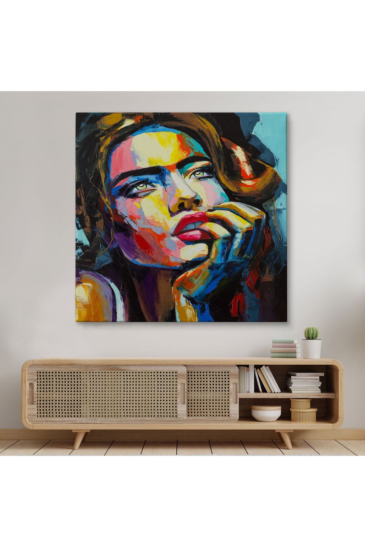 Güzel Kadın Yağlıboya Görünüm Dekoratif Kanvas Duvar Tablosu-5840