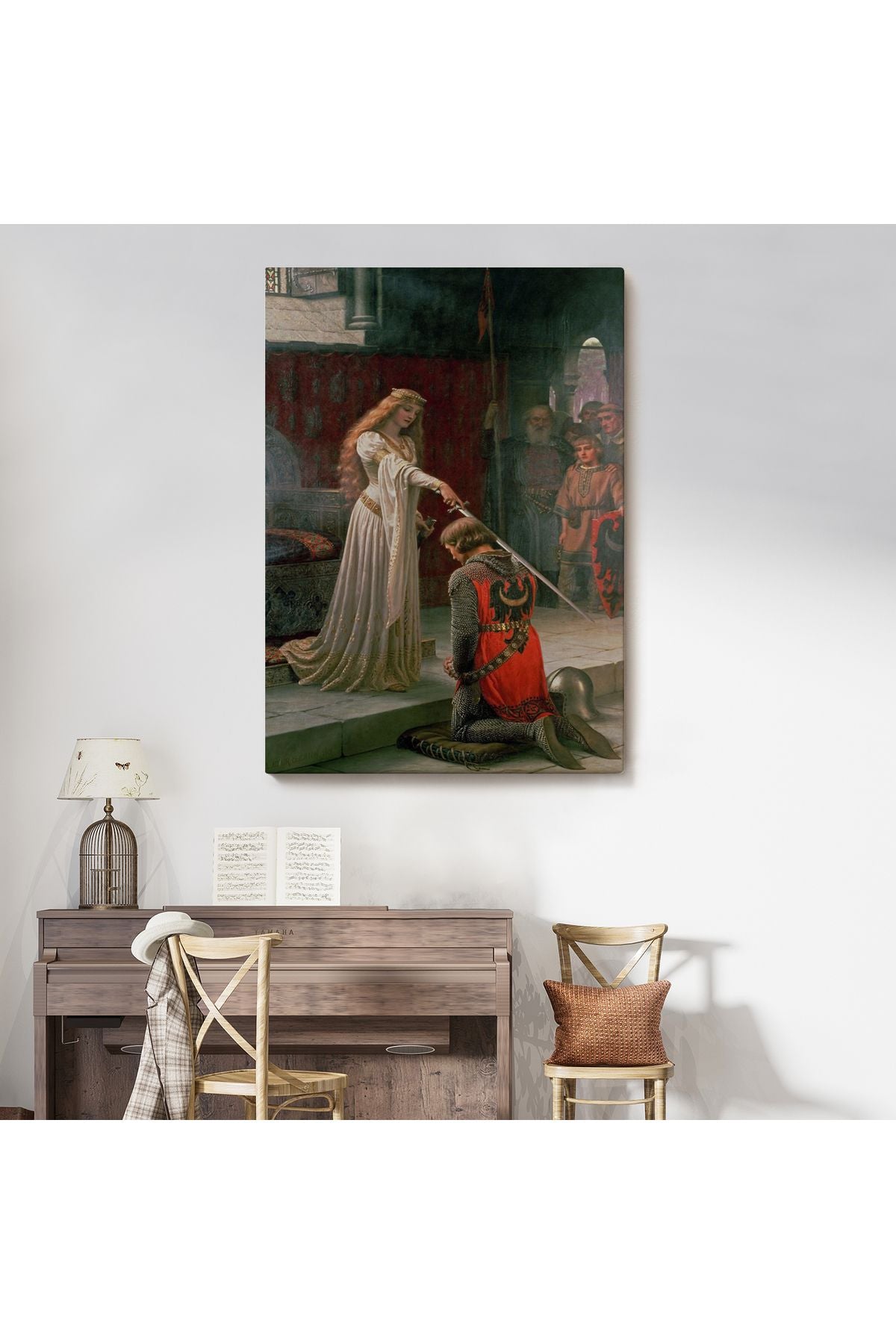 Edmund Leighton The Accolade Dekoratif Duvar Tablosu-6130