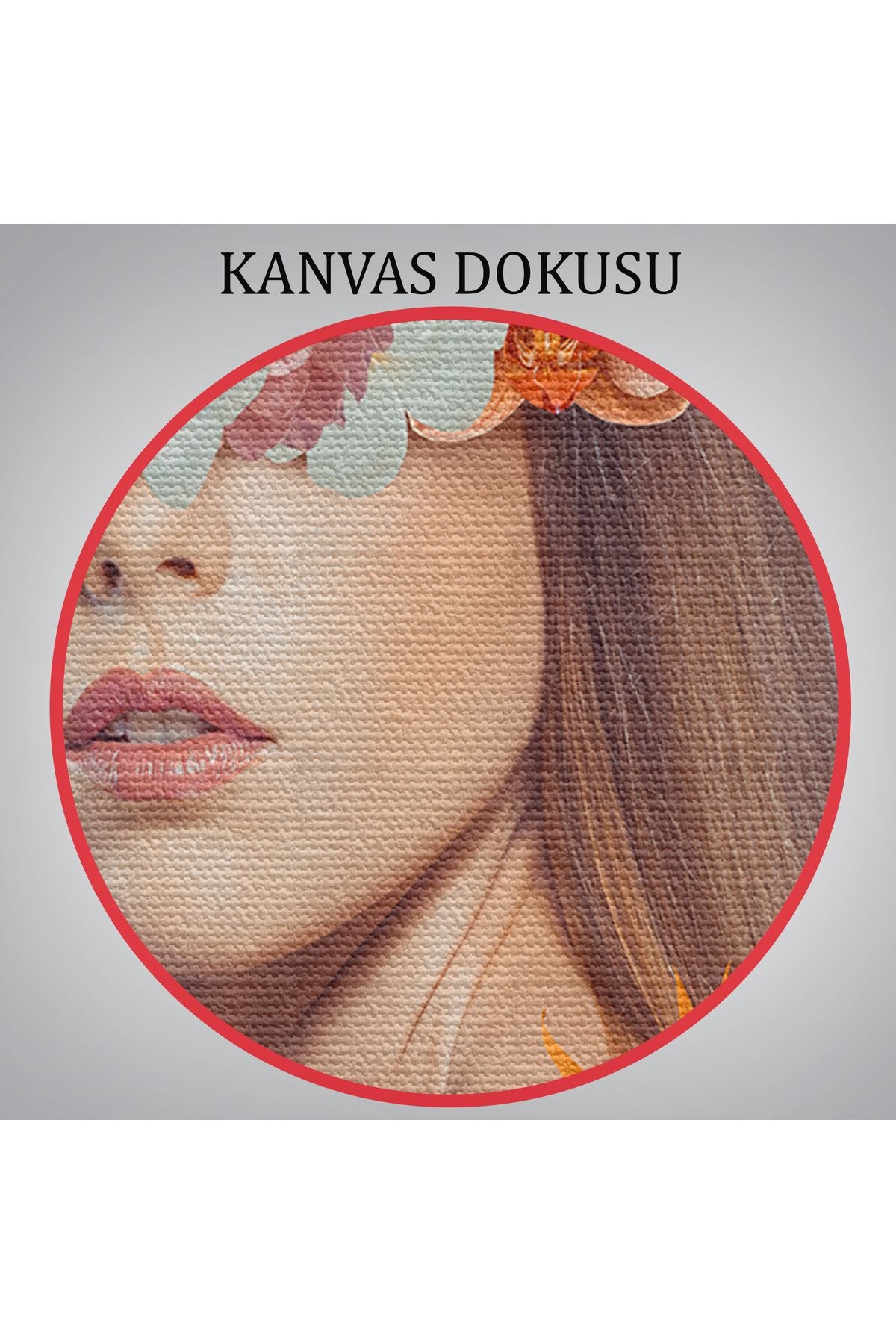 Çiçekler İçindeki Güzel Kadın Portresi Kanvas Tablo-5023