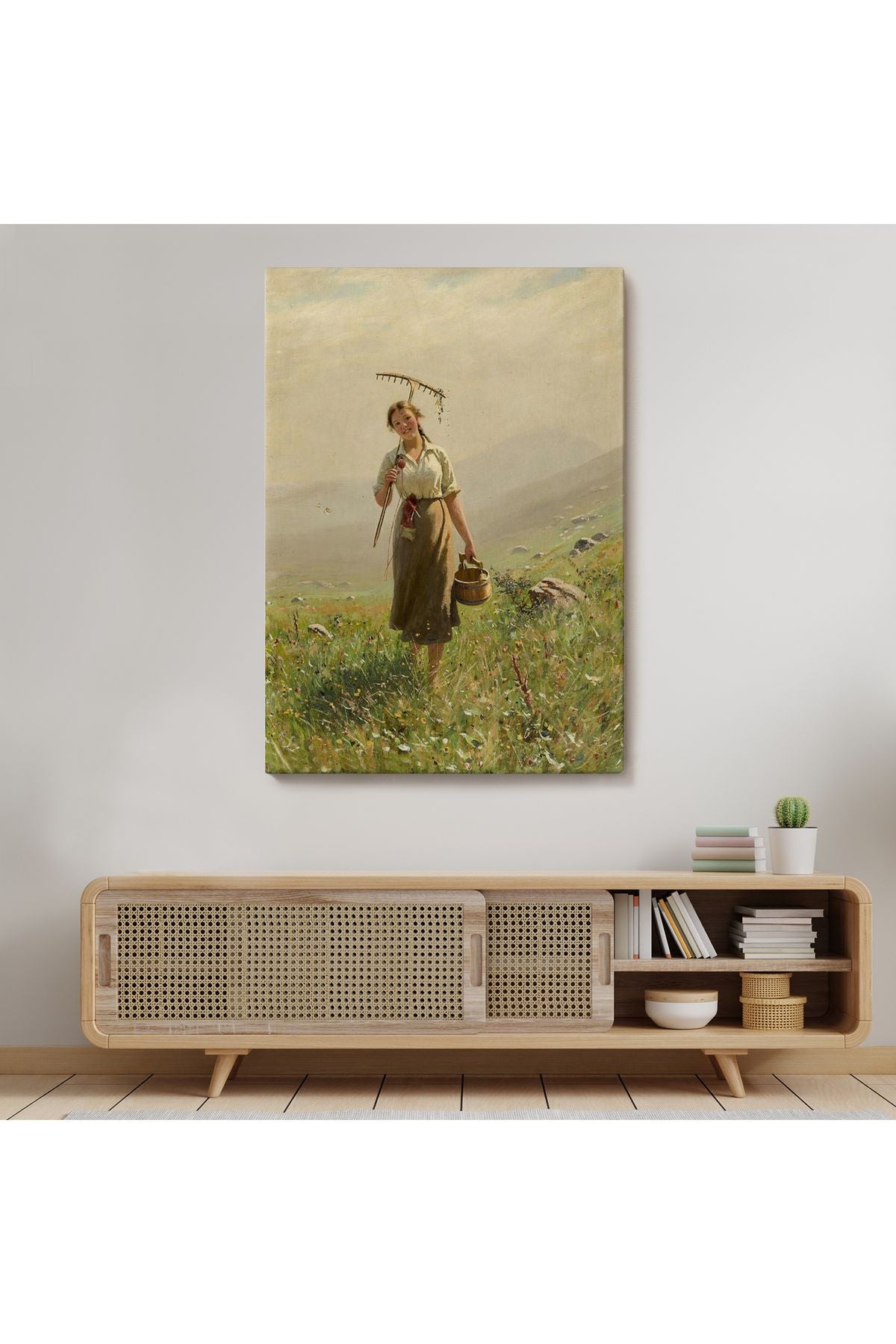 Çayırda Yüreyen Köylü Kızı Duvar Tablosu-6324