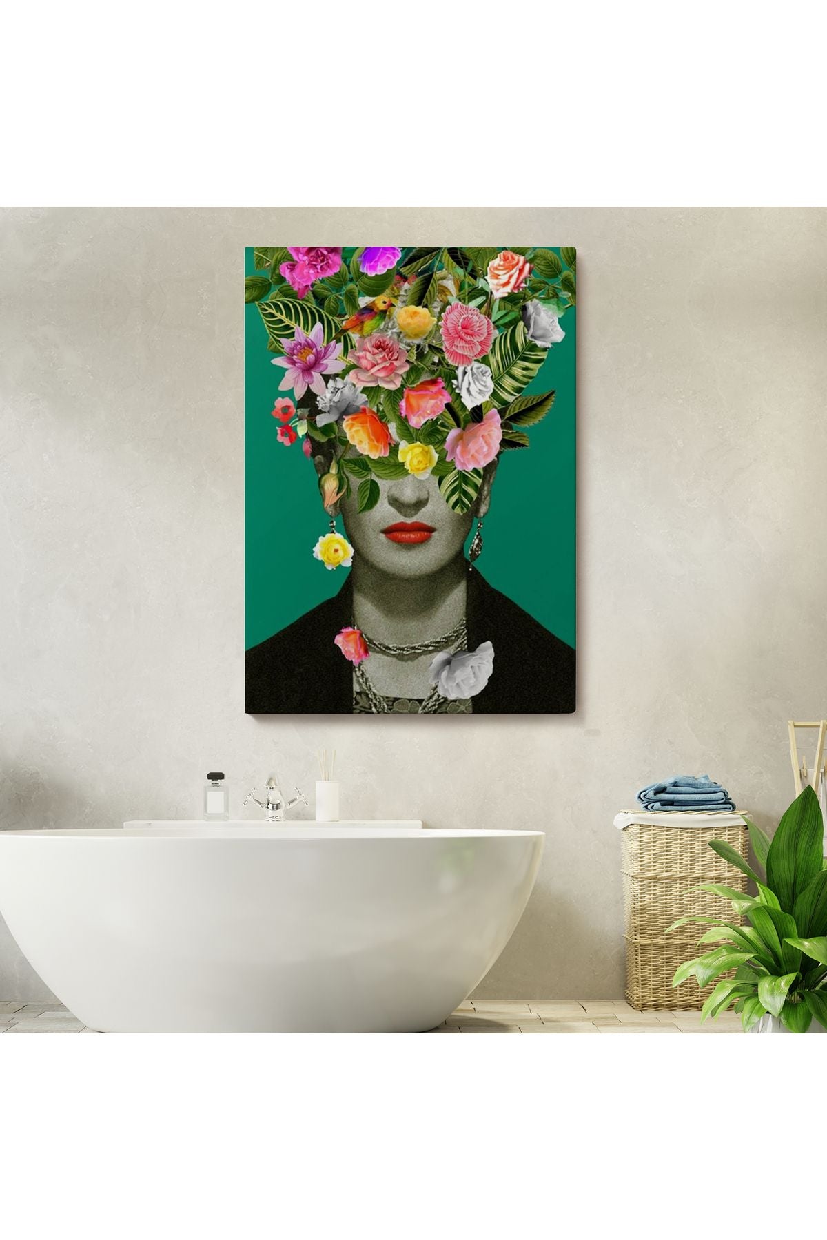 Çiçek Başlı Ünlü Ressam Portresi Kanvas Tablo-5131