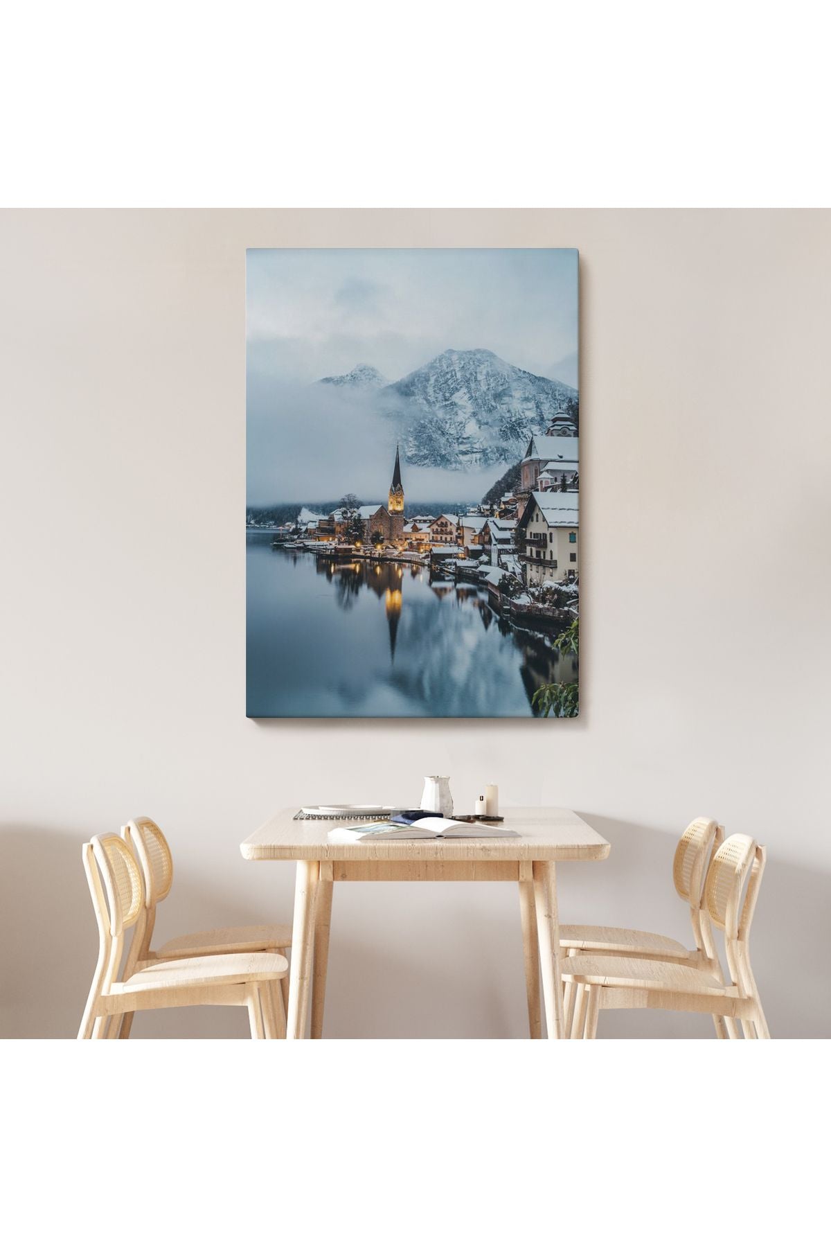 SZ KVS1-Dekoratif Duvar Tablosu-Hallstatt Manzarası Avusturya Kanvas Tablo 6028