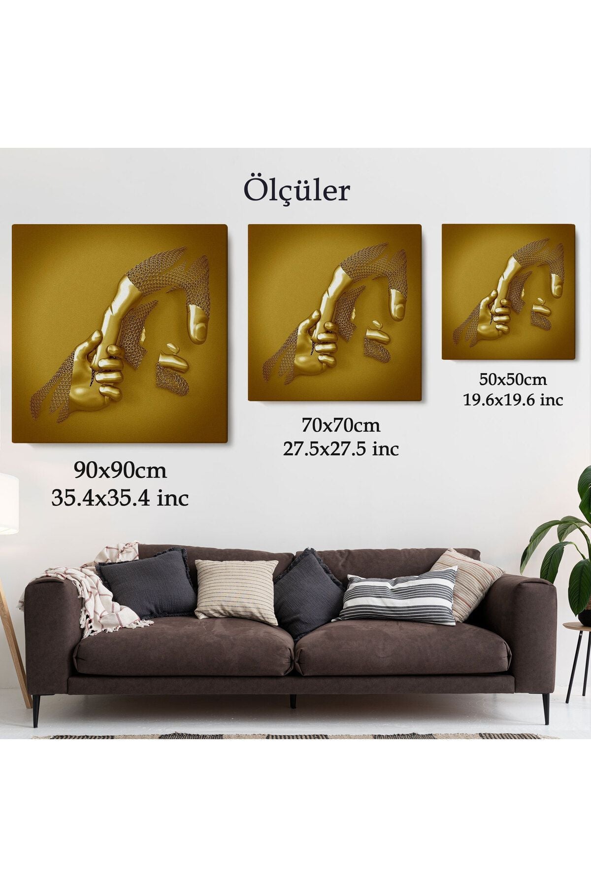 3D Efekt Altın İnsan Kanvas tablo, Altın Duvar Dekoru, Altın Gold Efekt-5365