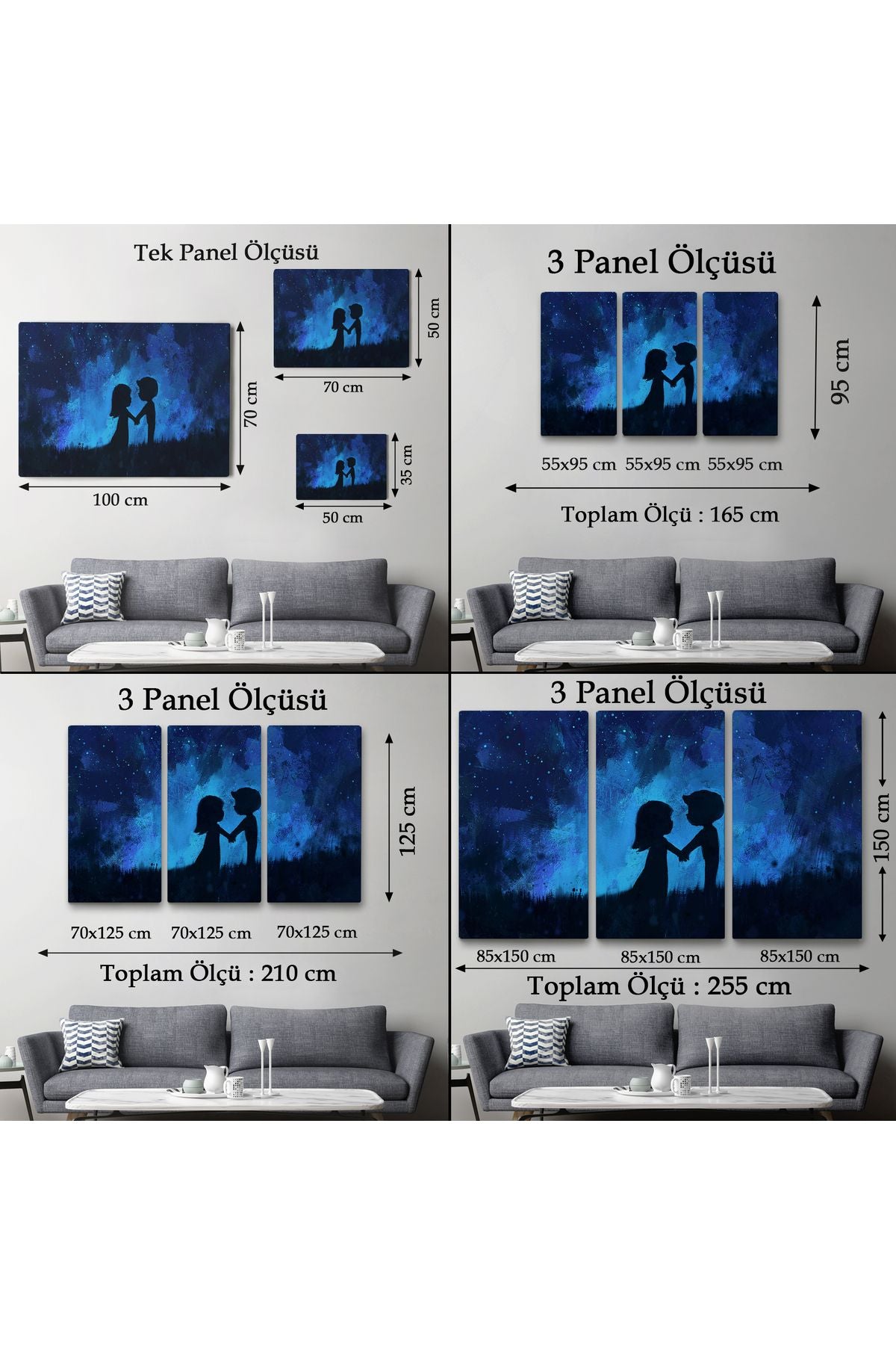 Ay Işığındakı Küçük Aşıklar Dekoratif Duvar Tablosu-3486