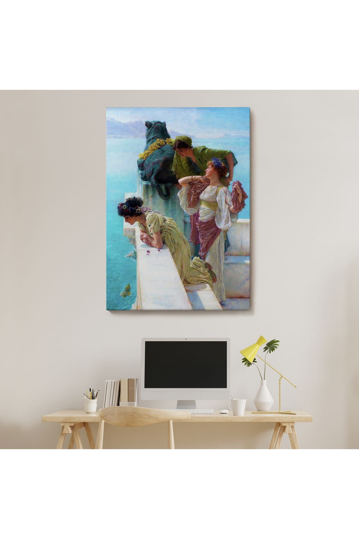 Dekoratif Kanvas Tablo, Duvar Tablosu-Denize Bakan Kızlar ve Yalıları 6037