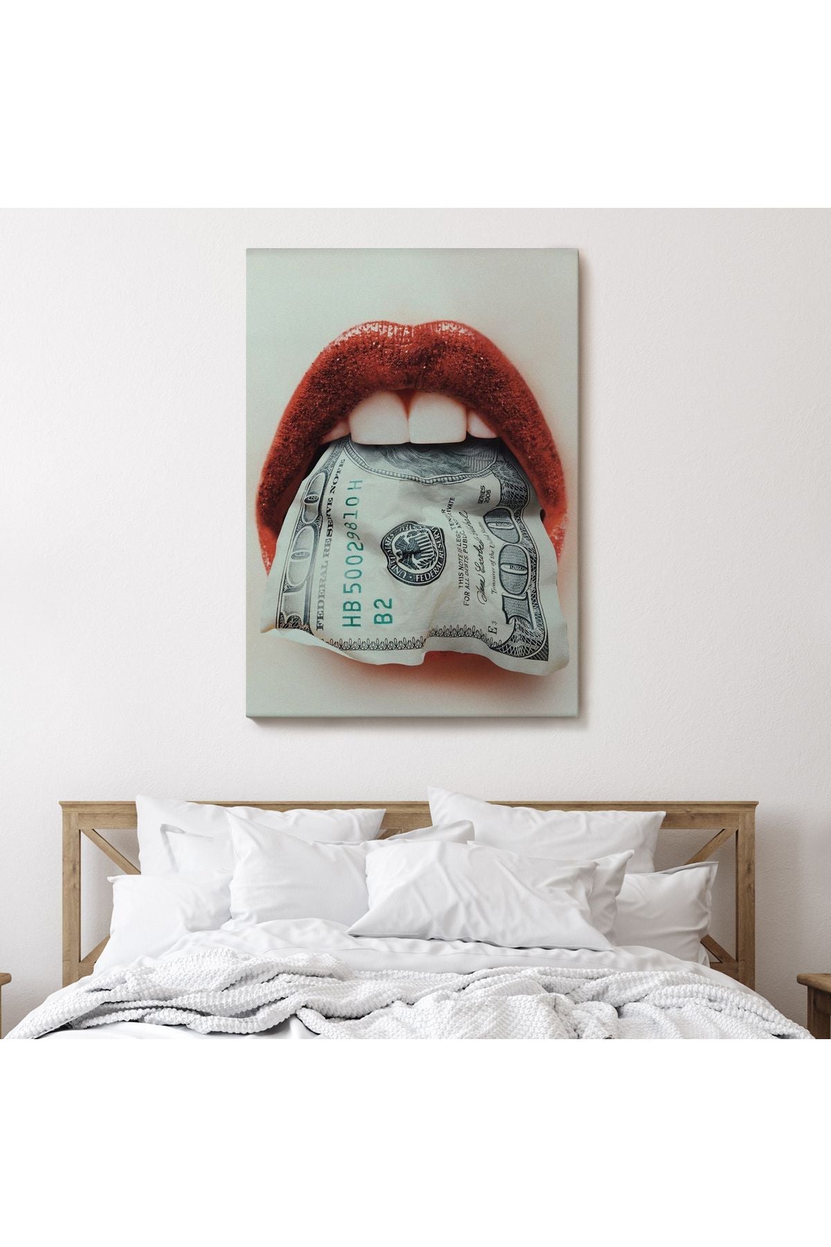 Ağzın da Dolar Olan Kadın Duvar Tablosu-6260