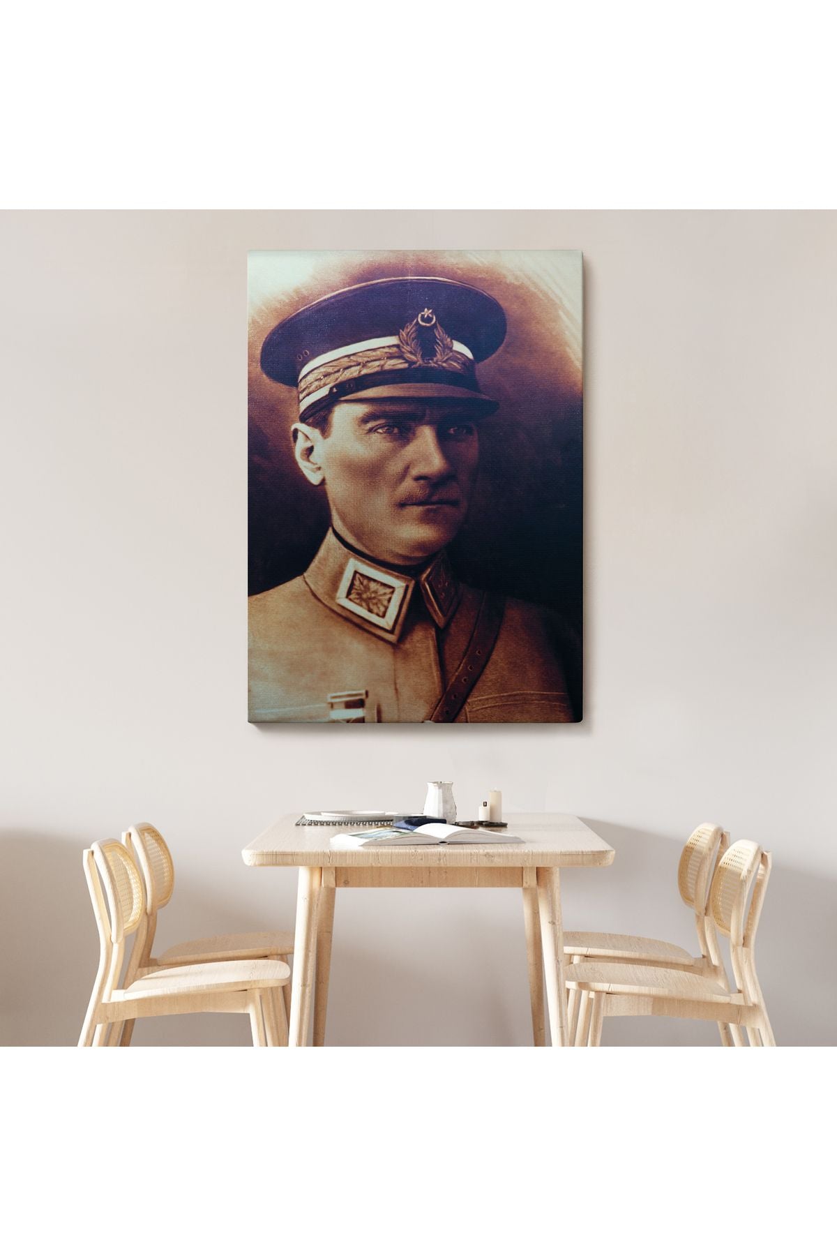 Atatürk Portre Tablosu Mustafa Kemal Atatürk Dikdörtgen Dekoratif Kanvas Tablo-CÖ-66