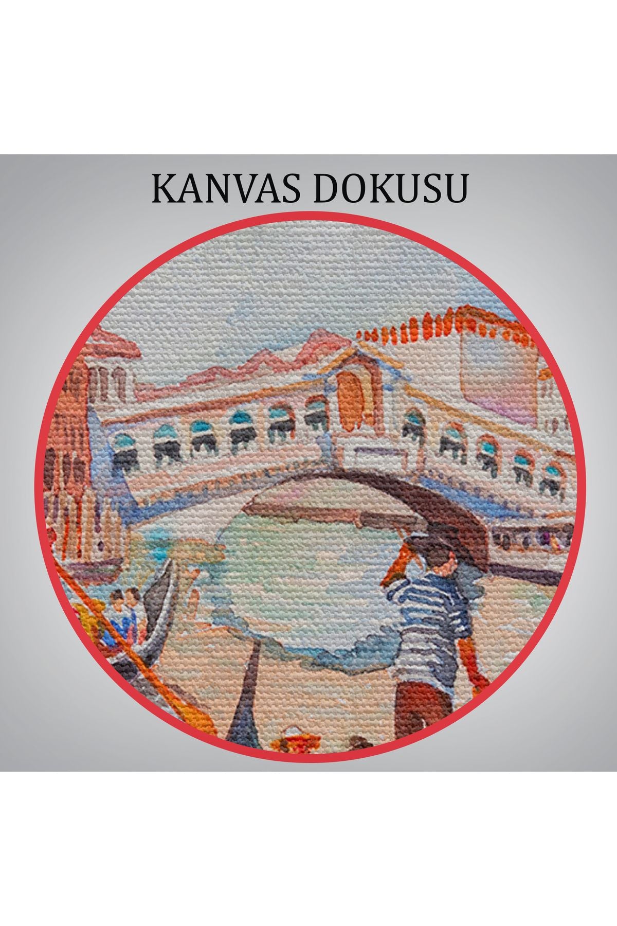 Venedik Kanalın da Gondollar Yağlıboya Görünüm Dekoratif Kanvas Duvar Tablosu-3660