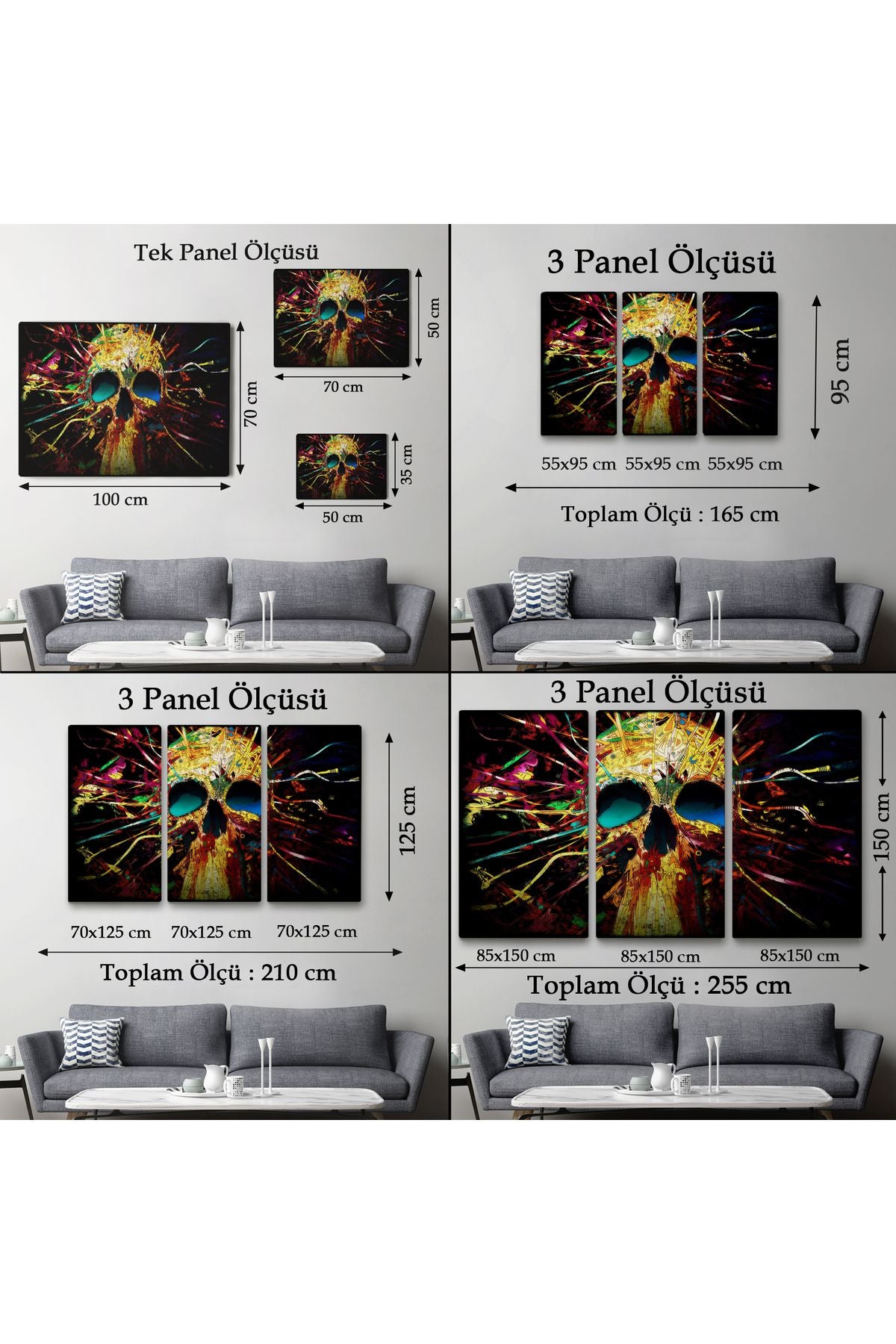 Kafatası Kanvas Tablo, Graffiti Duvar Sanatı, Kafatası, Graffiti Kafatası Sokak Sanatı-5382