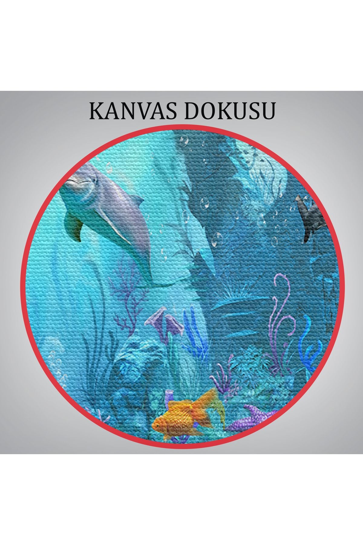 Su Altı Manzarası Yağlıboya Görünüm Dekoratif Kanvas Duvar Tablosu-3667