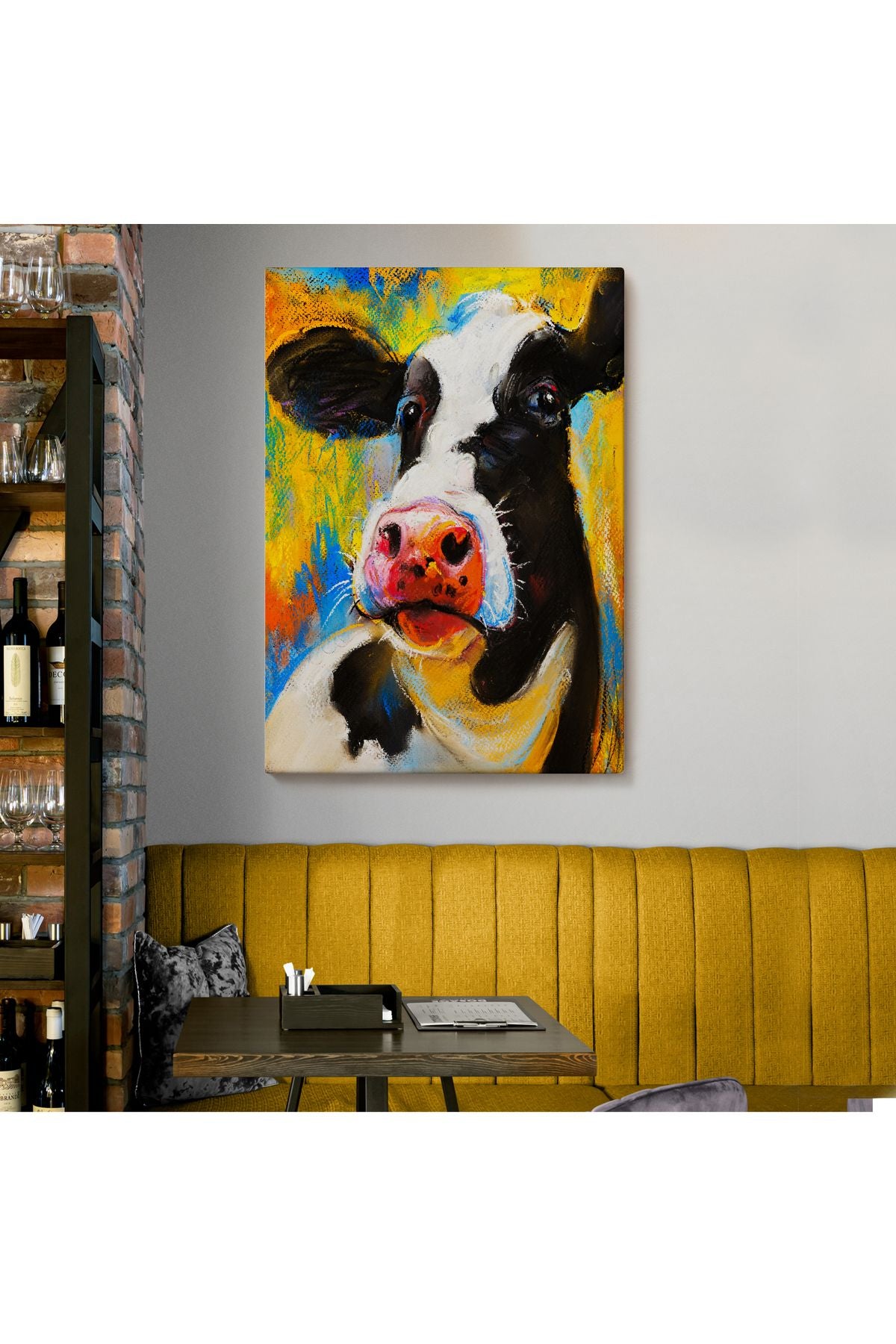 arg001 seri Modern Sanat İnek Portresi Dekoratif Kanvas Duvar Tablo-5936