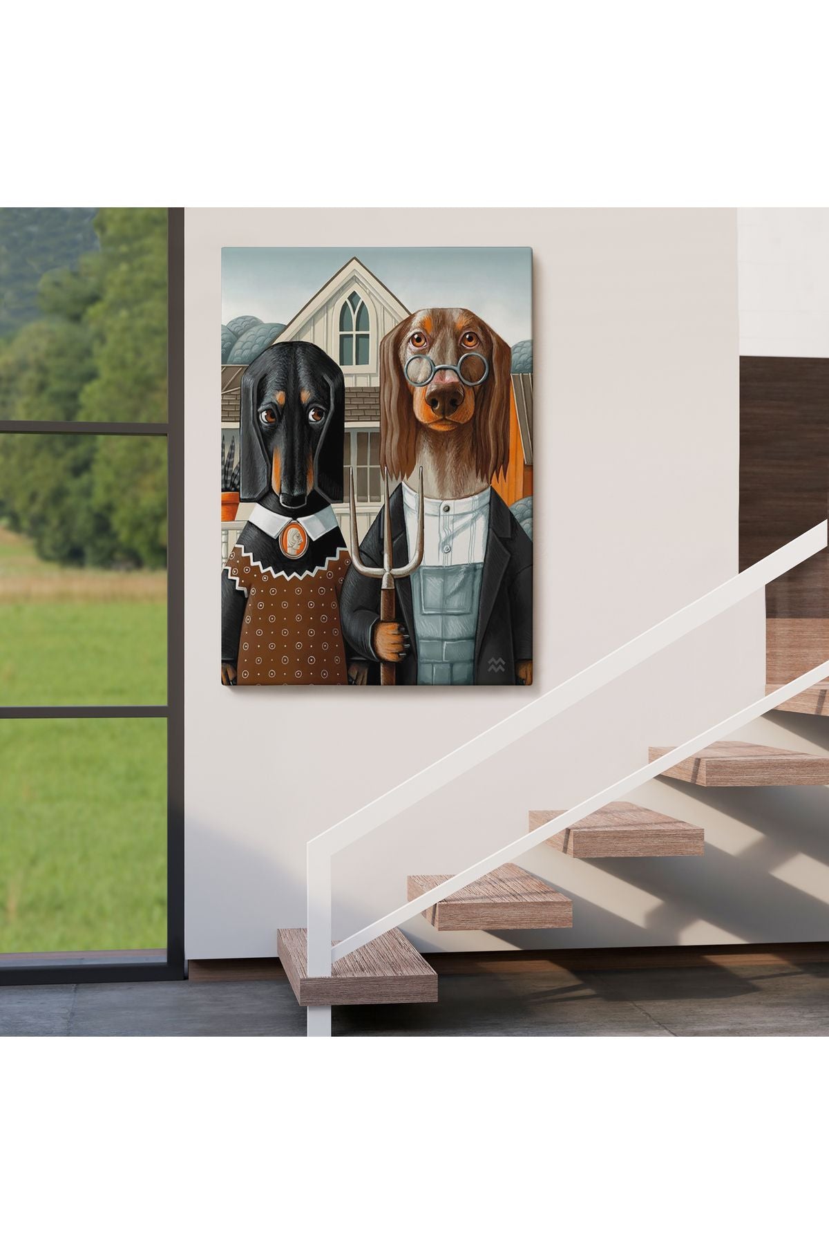 Amerikan Gotik Klasiği Köpekler Tablosu-6012