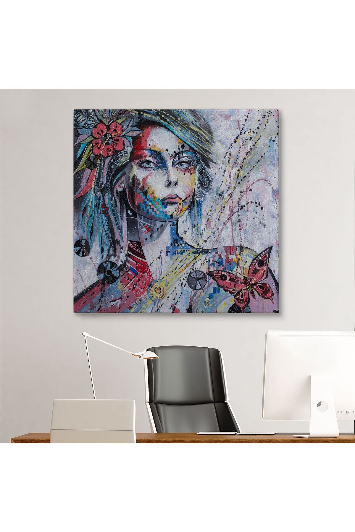 Çağdaş Tarz Kız Portresi Yağlıboya Görünüm Dekoratif Kanvas Duvar Tablosu-5829