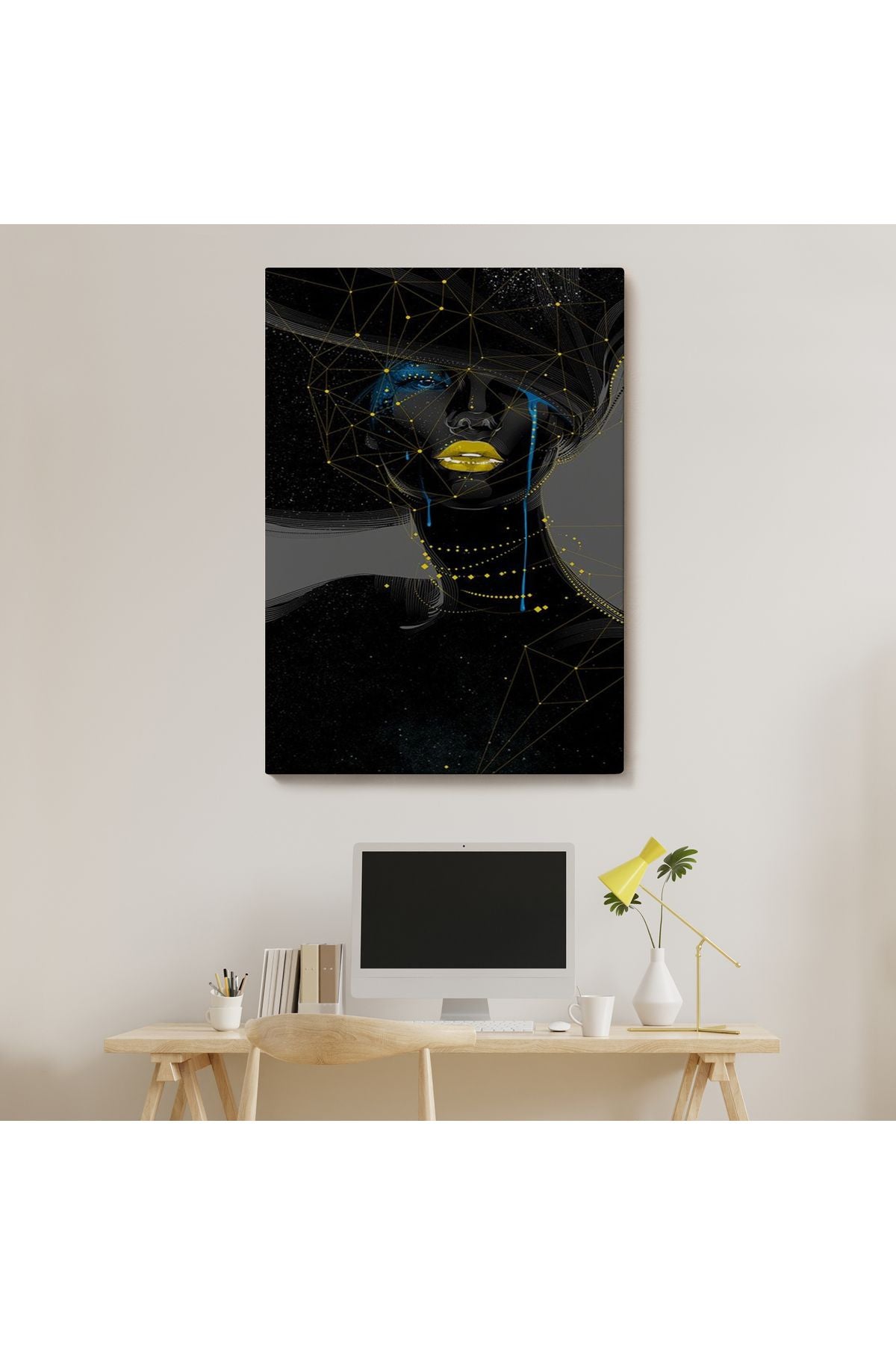 Dekoratif Kanvas Tablo, Duvar Tablosu-Siyahi Kadın Sürreal 6151