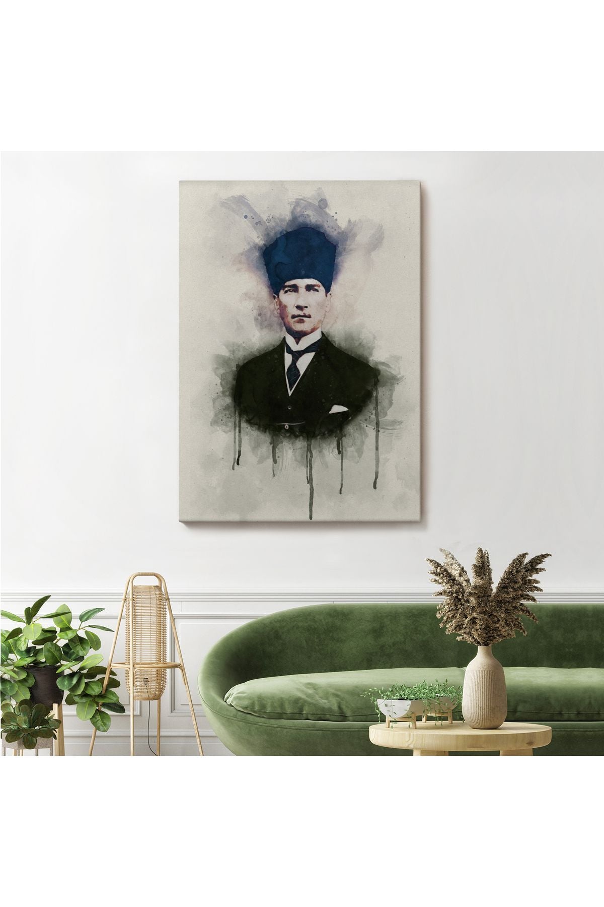 DB Atatürk Portre Tablosu Mustafa Kemal Atatürk Dikdörtgen Dekoratif Kanvas Tablo-CZ-77