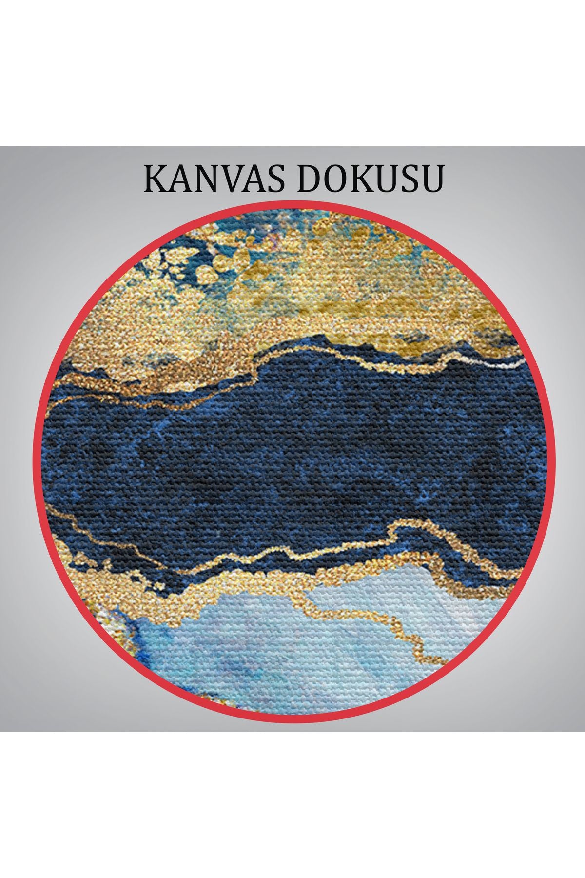 Mavi ve Gold'un Müthiş Uyumu Mermer Görünümlü Modern Kanvas Tablo-5061