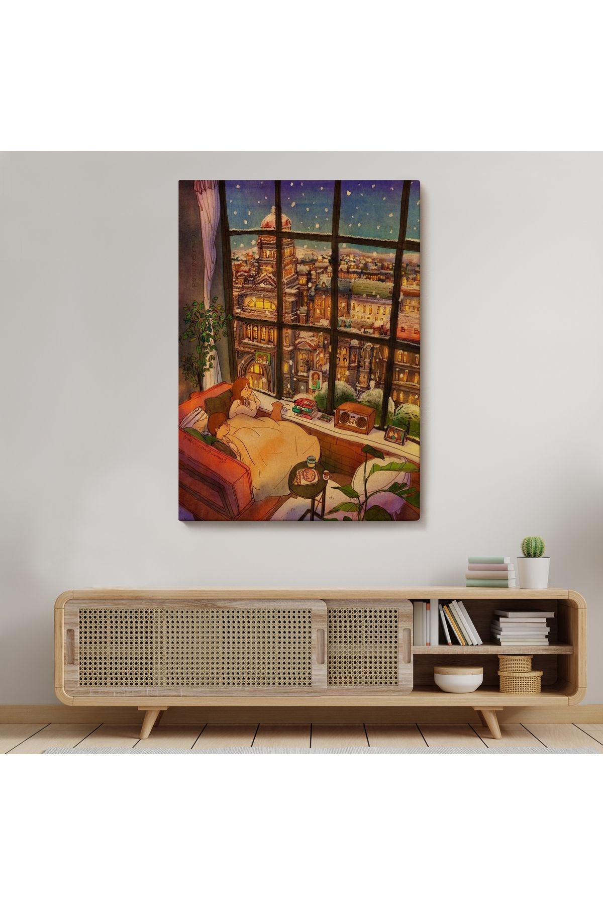 mstseri001 Cam Önünde Kar Keyfi Duvar Tablosu-6336