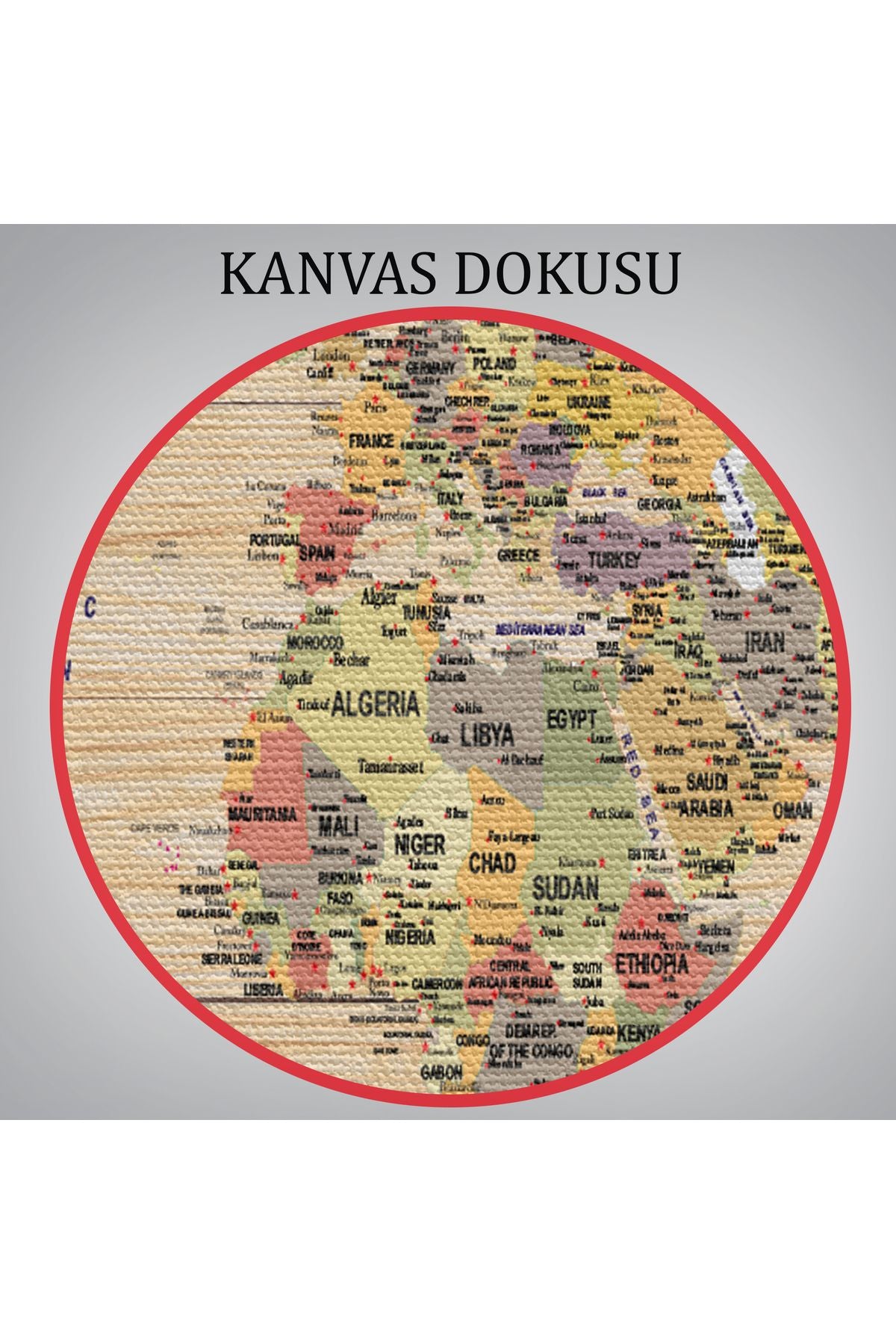 Ahşap Görünümlü Dünya Haritası Ayrıntılı ve Dekoratif Kanvas Tablo 1800