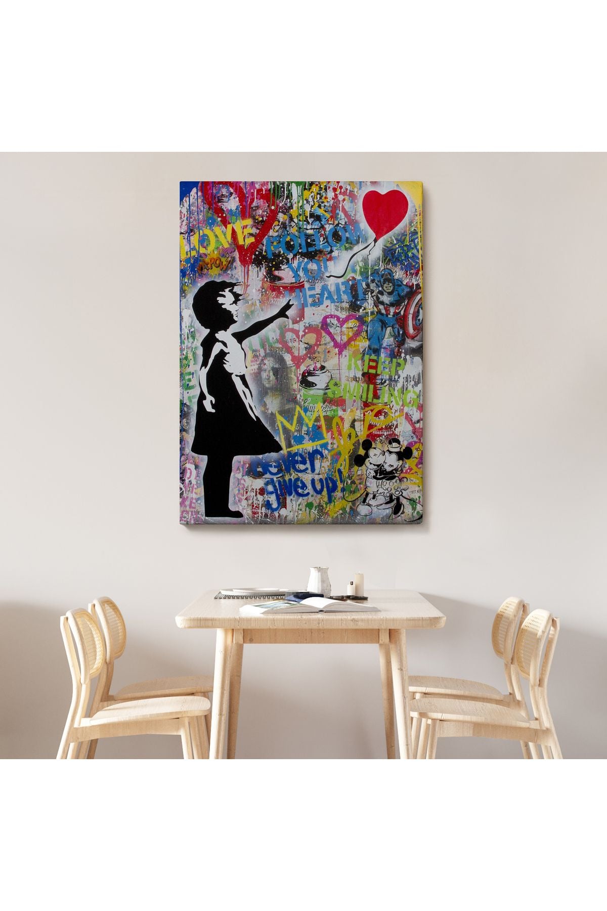 Renkli Balon Kız Sanatı, Banksy Kanvas Tablo-5317