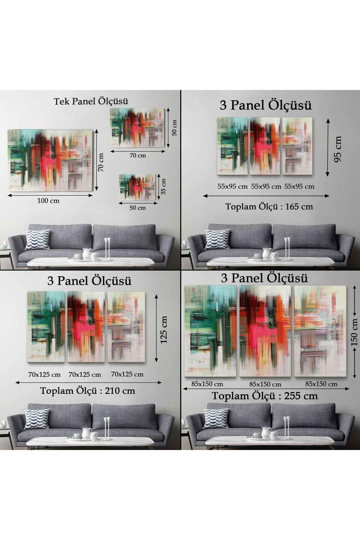 Fırça Darbeleri ile Soyut Yağlıboya Görünüm Dekoratif Kanvas Duvar Tablosu-3758