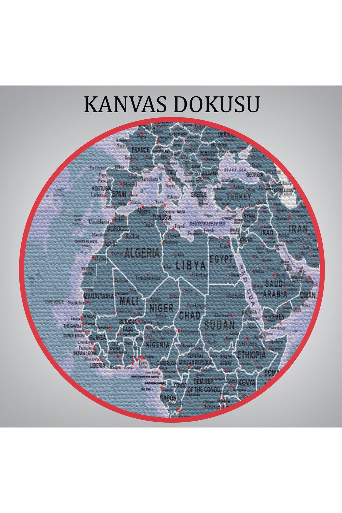 Dünya Haritası Son Derece Ayrıntılı Eğitici Okyanuslu Dekoratif Kanvas Tablo 2513