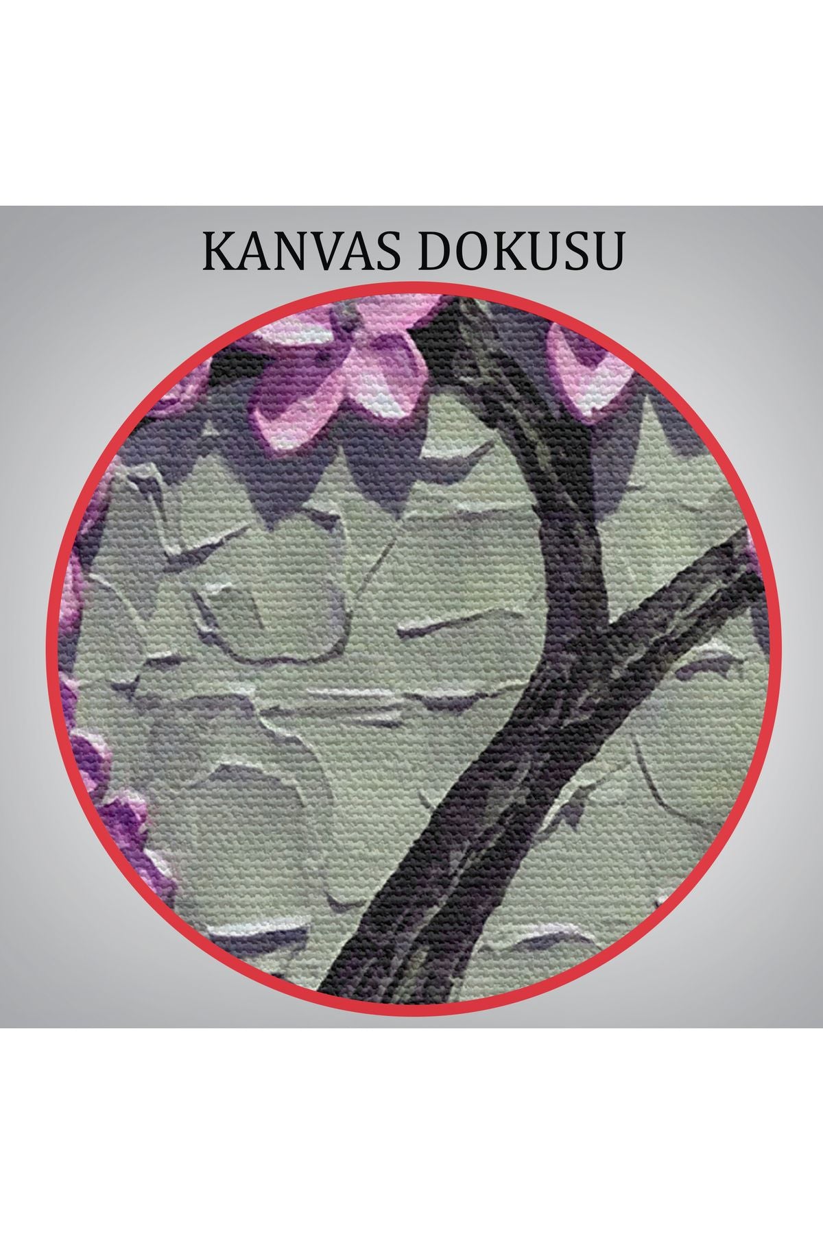 Pembe Çiçek Ağacı Yağlıboya Görünüm Dekoratif Kanvas Duvar Tablosu-3706