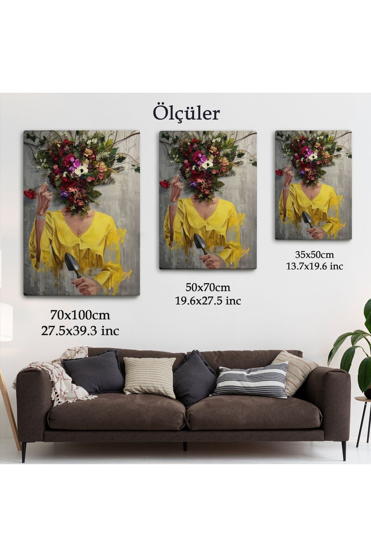 Çiçek Başlı Kadın Kanvas Tablo-5231