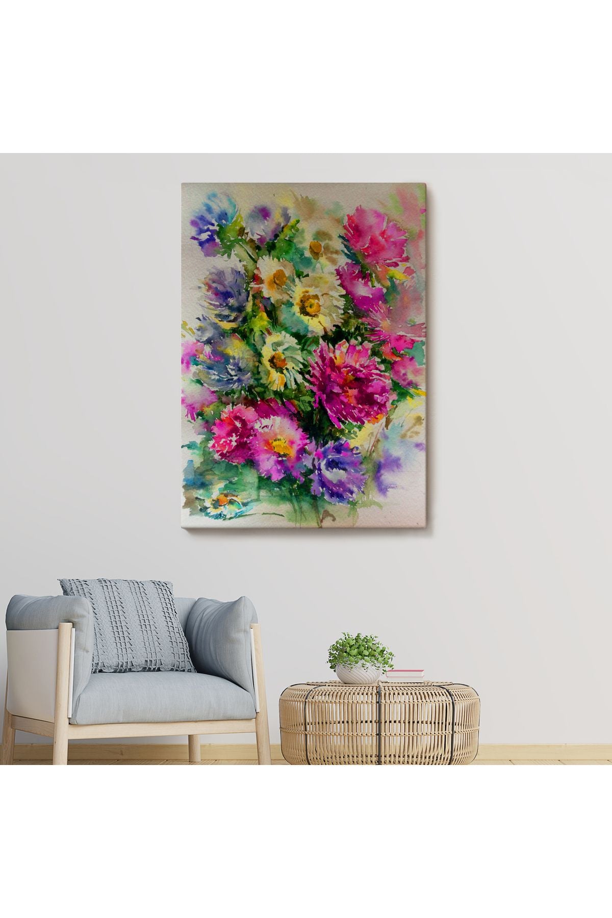 Renkli Çiçekler Duvar Tablosu-5993