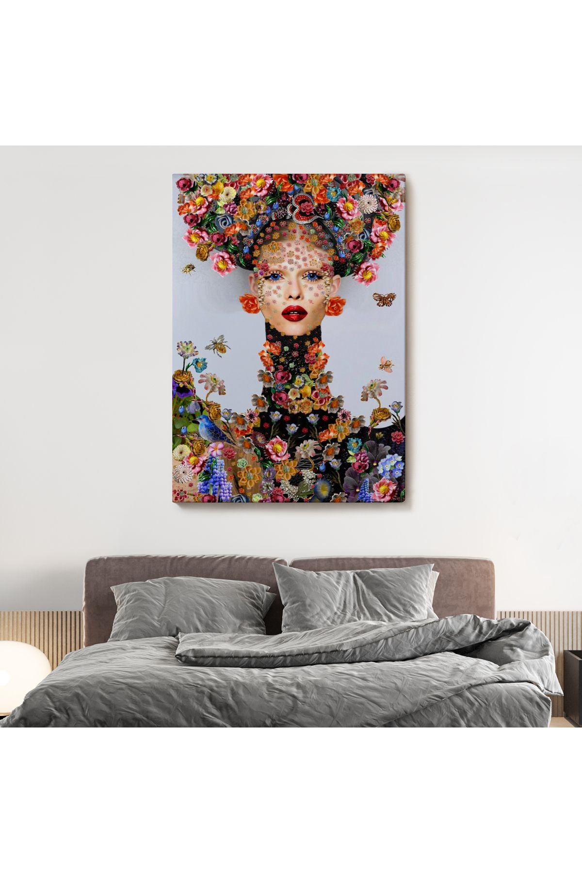 Çiçek ve Kadın Temalı Dekoratif Duvar Tablosu-6338