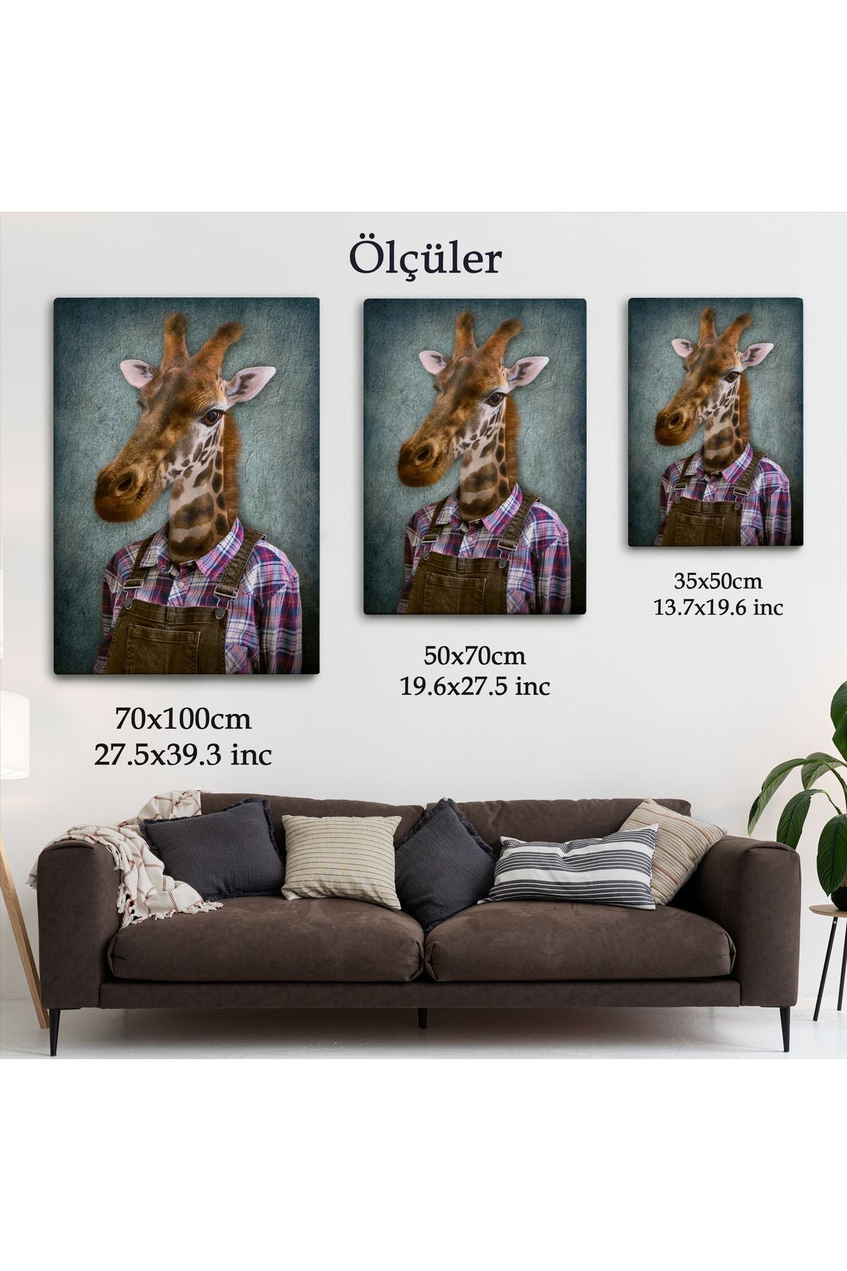 Zurafa Kafalı İnsan Kanvas Tablo-4989