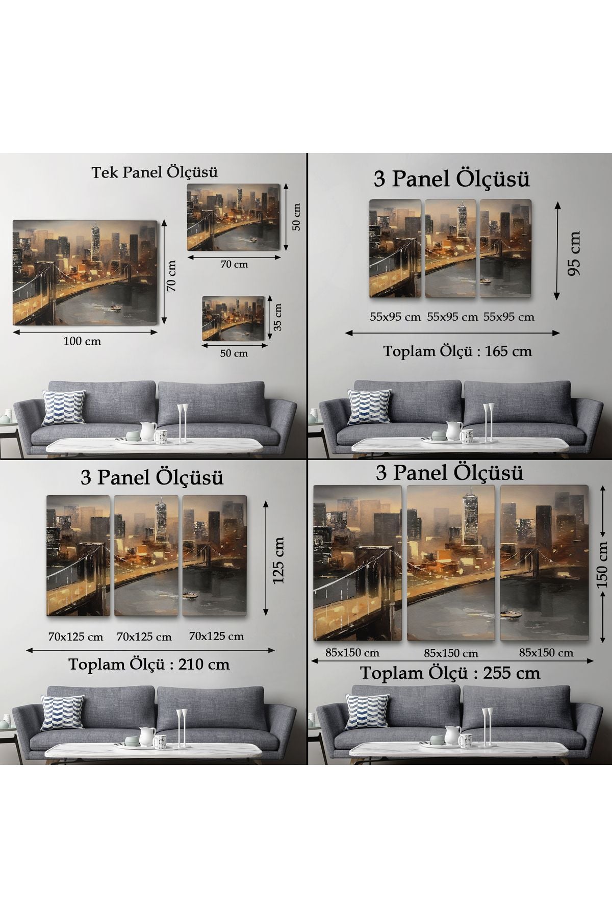 New York Nehir ve Köprü Manzarası Duvar Tablosu-3733