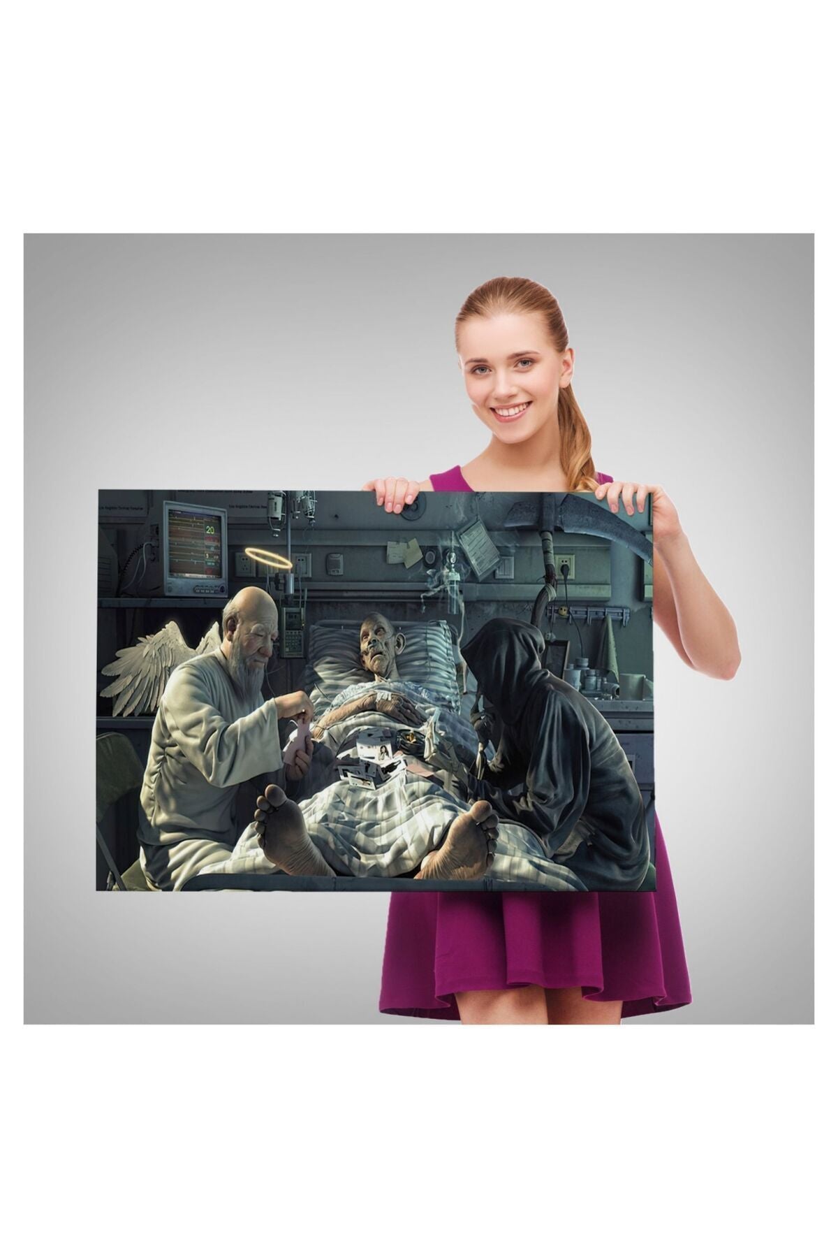 Kanvas Tablo, Duvar Dekoru, Ölüm Meleği Azrail Çalışıyor ve Kumar Oynuyor 5373 BUNGKNV