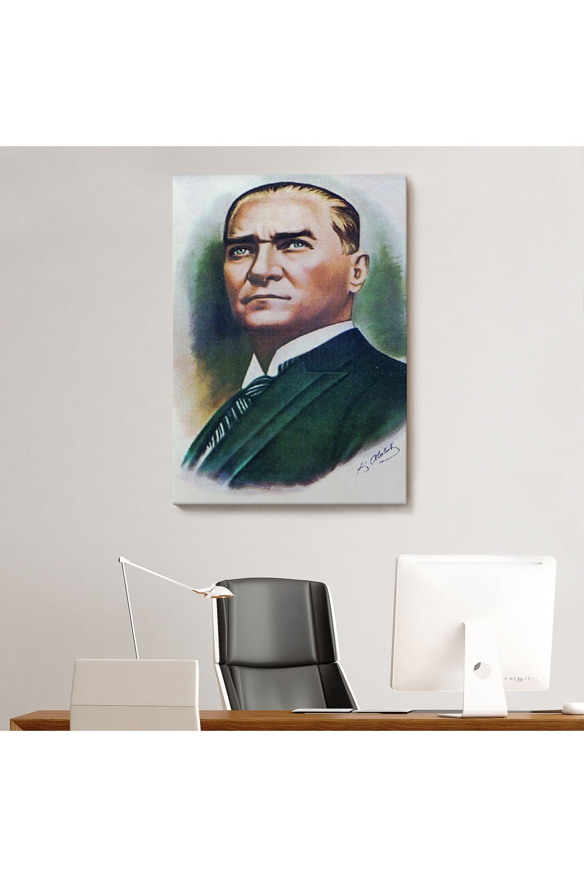 Atatürk Portre Tablosu Mustafa Kemal Atatürk Dikdörtgen Dekoratif Kanvas Tablo-CR-68