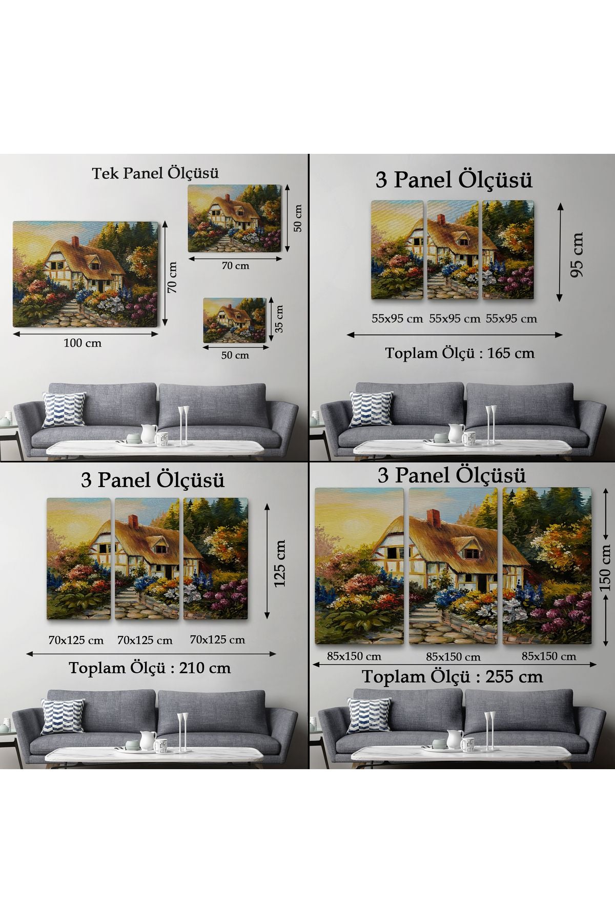 Bahçeli Orman Evi Yağlıboya Dekoratif Kanvas Duvar Tablosu-3447