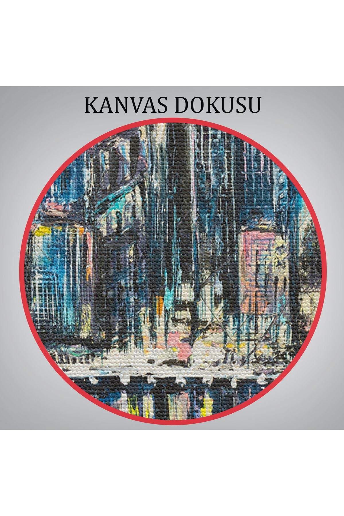 Kıyı Şehrin de Gece Yağlıboya Görünüm Dekoratif Kanvas Duvar Tablosu-3526