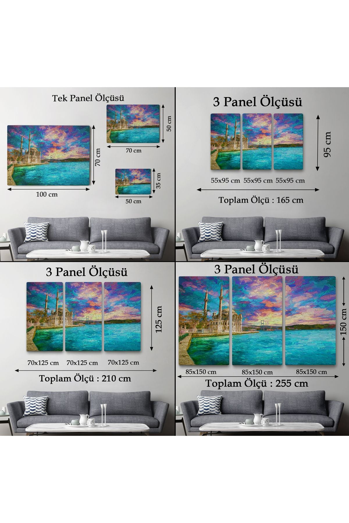 Fırça Darbeleri ile Soyut Yağlıboya Görünüm Dekoratif Kanvas Duvar Tablosu-3760