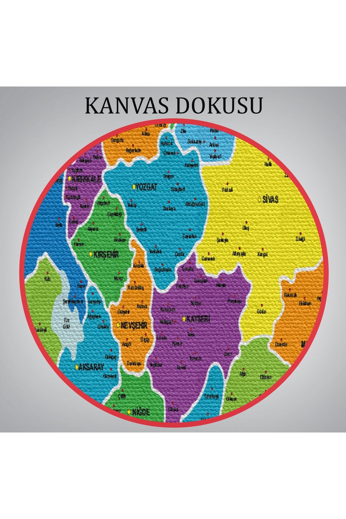 arg001 seri Türkiye Haritası Kanvas Tablo İl ve İlçeli Ayrıntılı Eğitici Dekoratif Tablo 3032