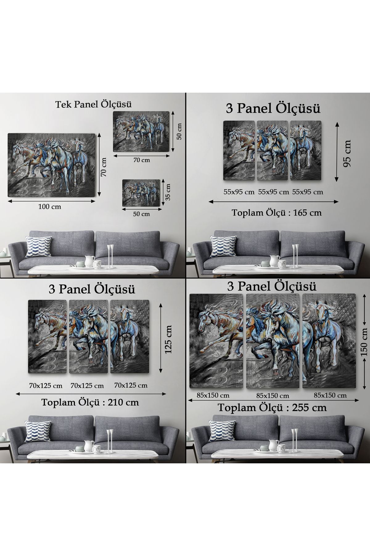 Koşan Atlar Dekoratif Duvar Tablosu-3468