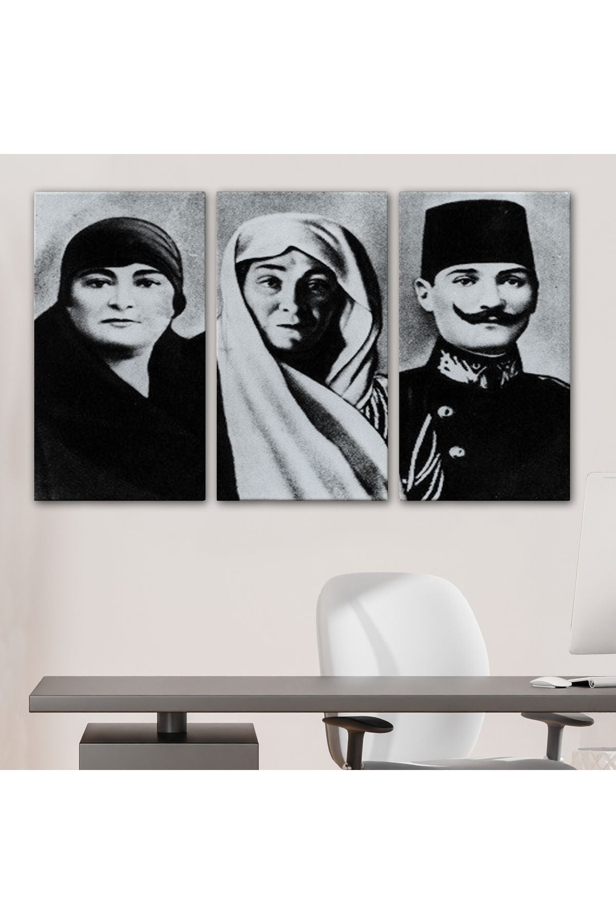 Atatürk Portre Tablosu Mustafa Kemal Atatürk Dikdörtgen Dekoratif Kanvas Tablo-FL-136