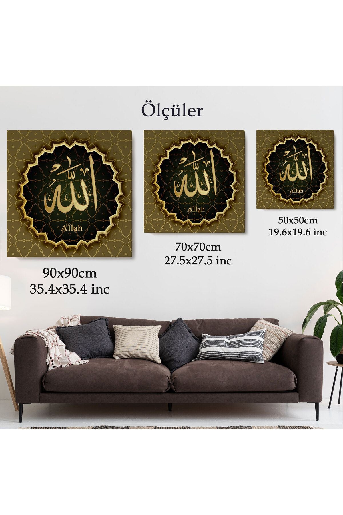 Allah, Yazılı Dekoratif Kanvas Tablo-3281