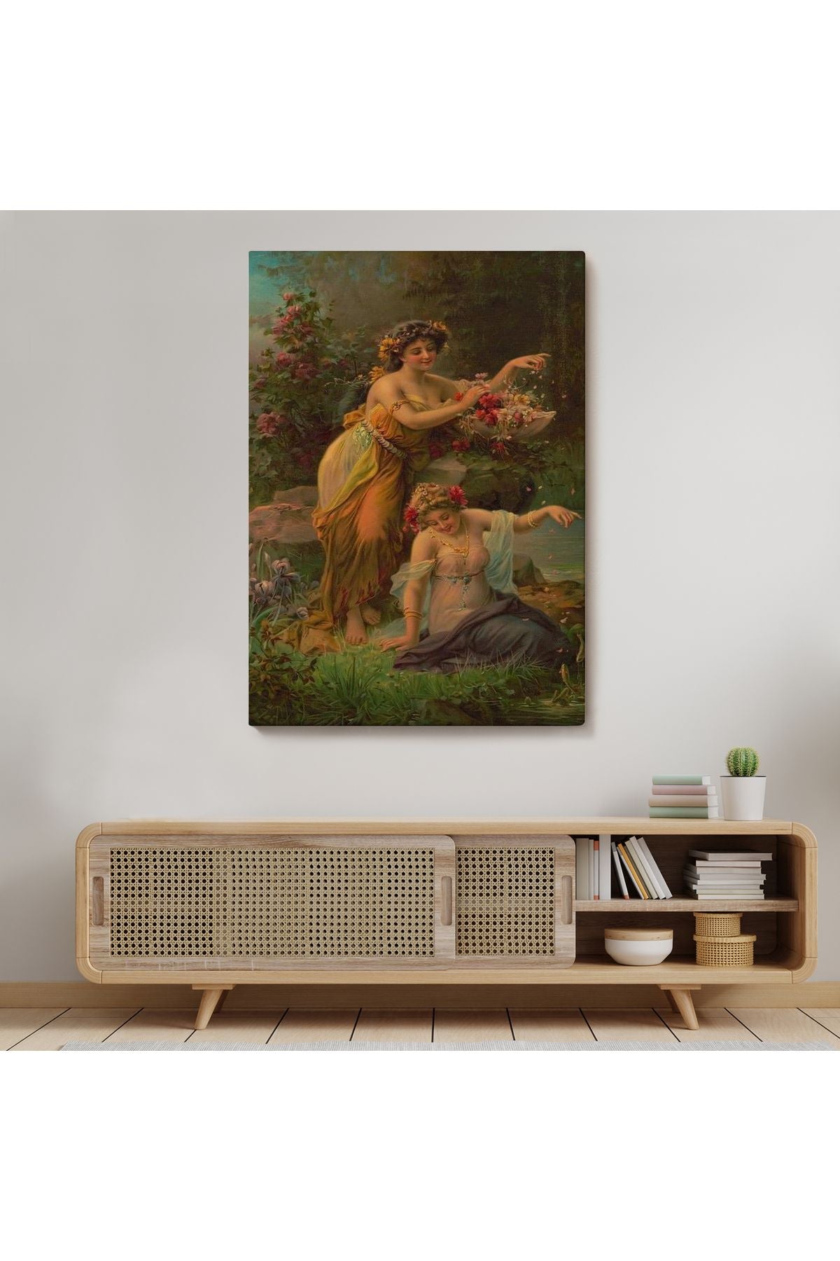 Göl kenarındaki Çiçekli Kadın Dekoratif Duvar Tablosu-6248