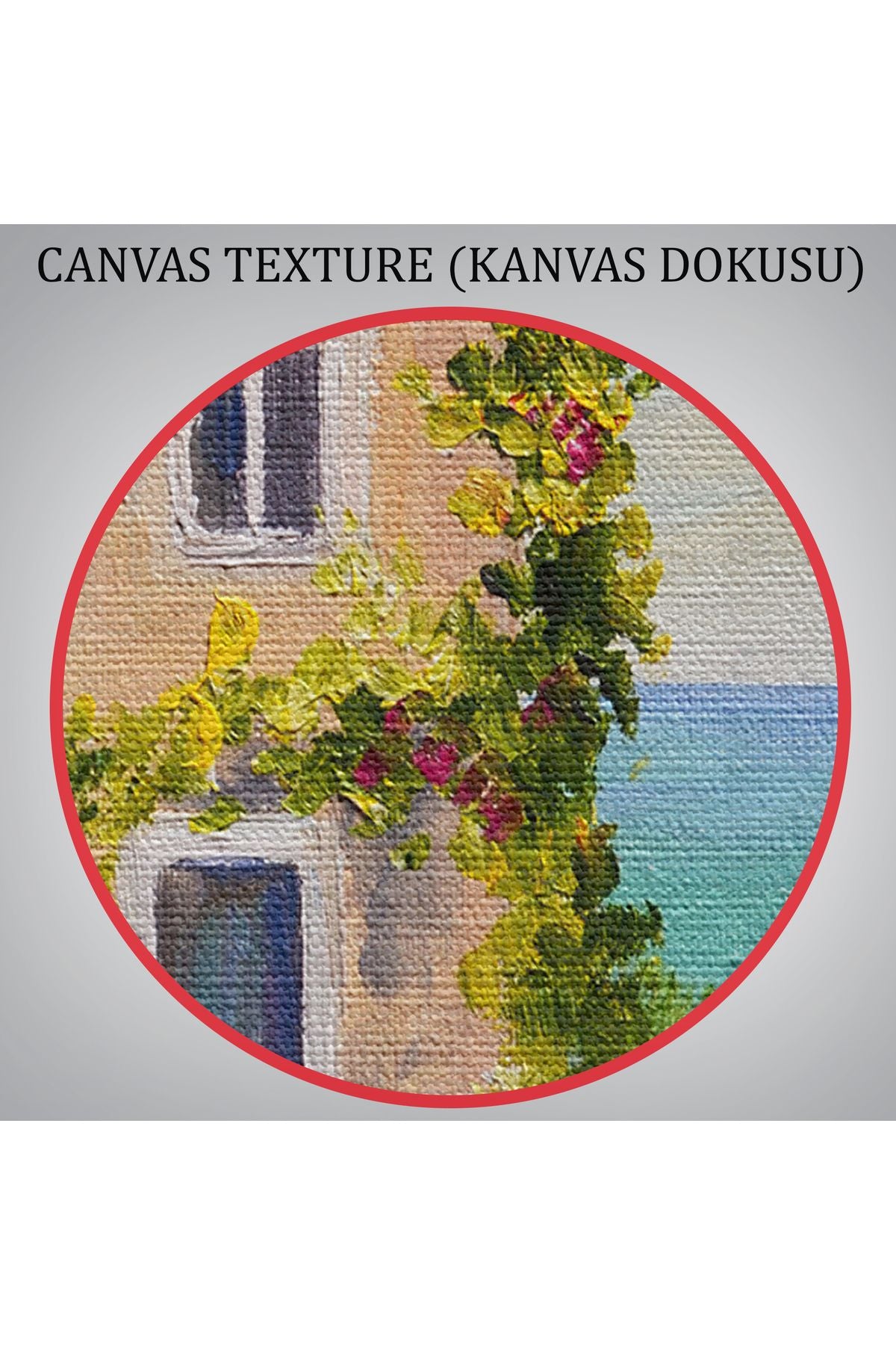 Santorinide Deniz Manzaralı Ev Kanvas Duvar Tablosu-1186