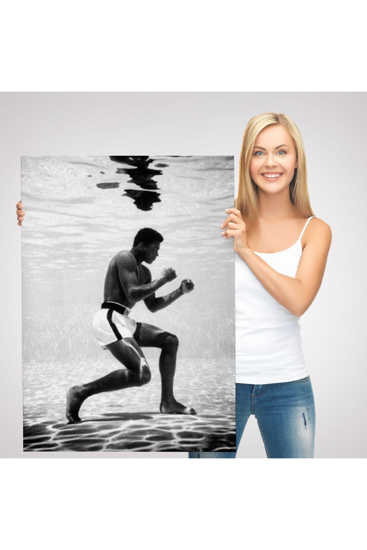 Su Altında Antreman Yapan Boksor Muhammet Ali Duvar Tablosu-6204