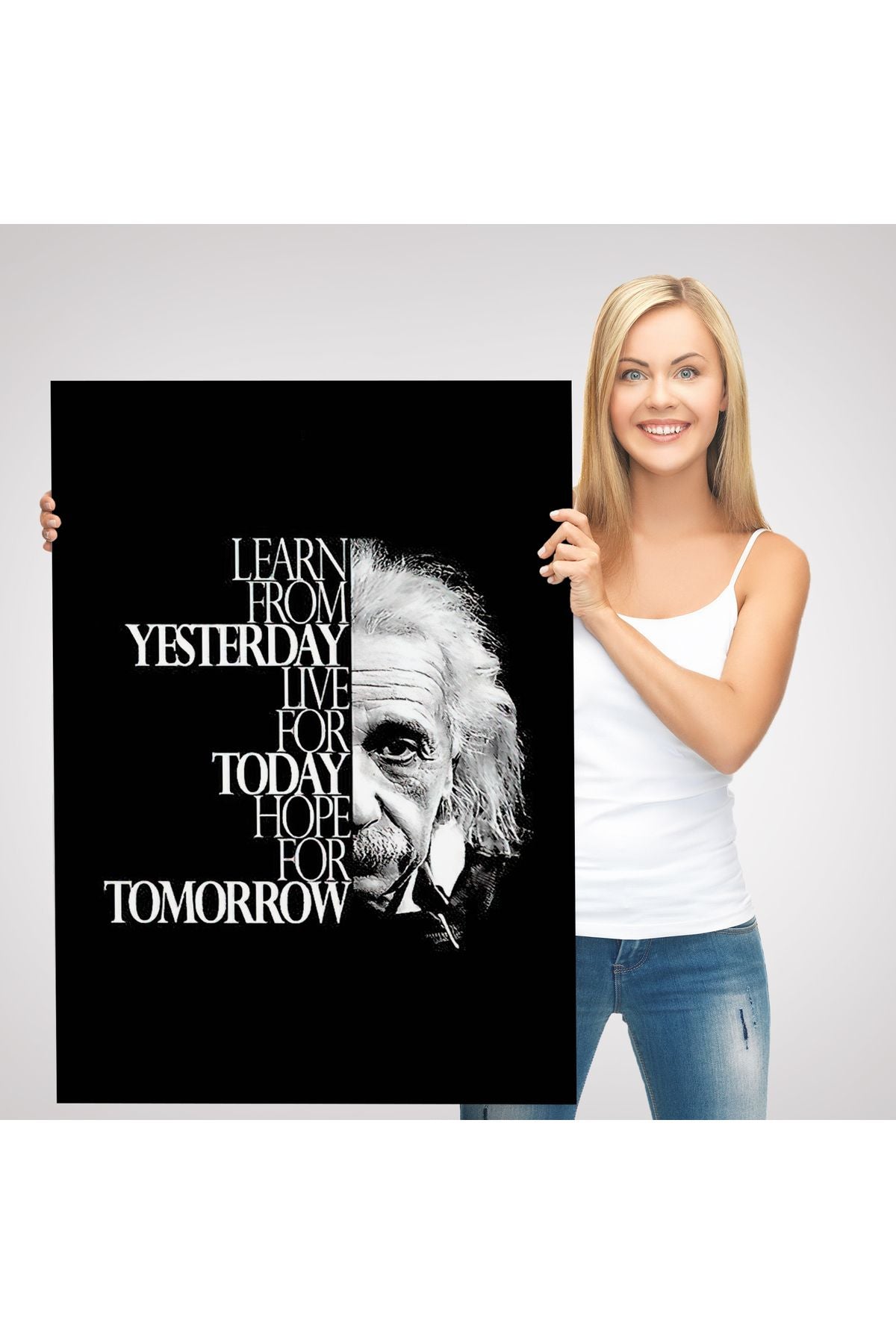 Dünden Öğrenin Bugünü Yaşayın Yarını Umut Edin Kanvas Tablo, Albert Einstein-5275