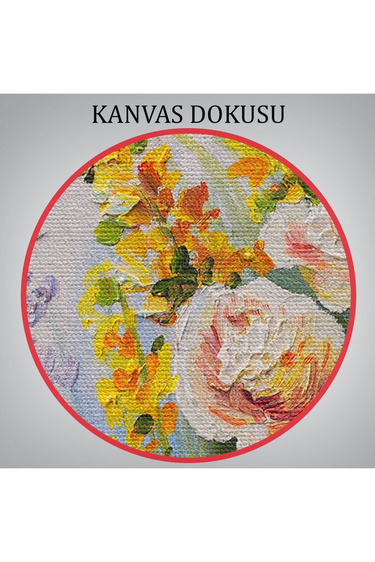 Soyut Yaz Çiçekleri Yağlıboya Görünüm Dekoratif Kanvas Duvar Tablosu-3496